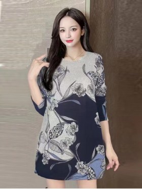 Leaves and Flowers Printed Soft Knitted Light Sweater